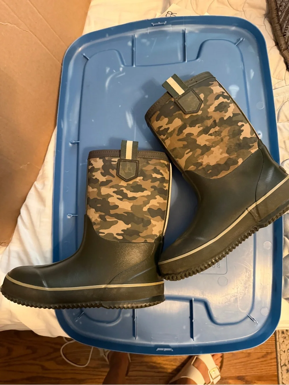 Lands' End Kids' Camo Rain & Snow Boots - Olive Green